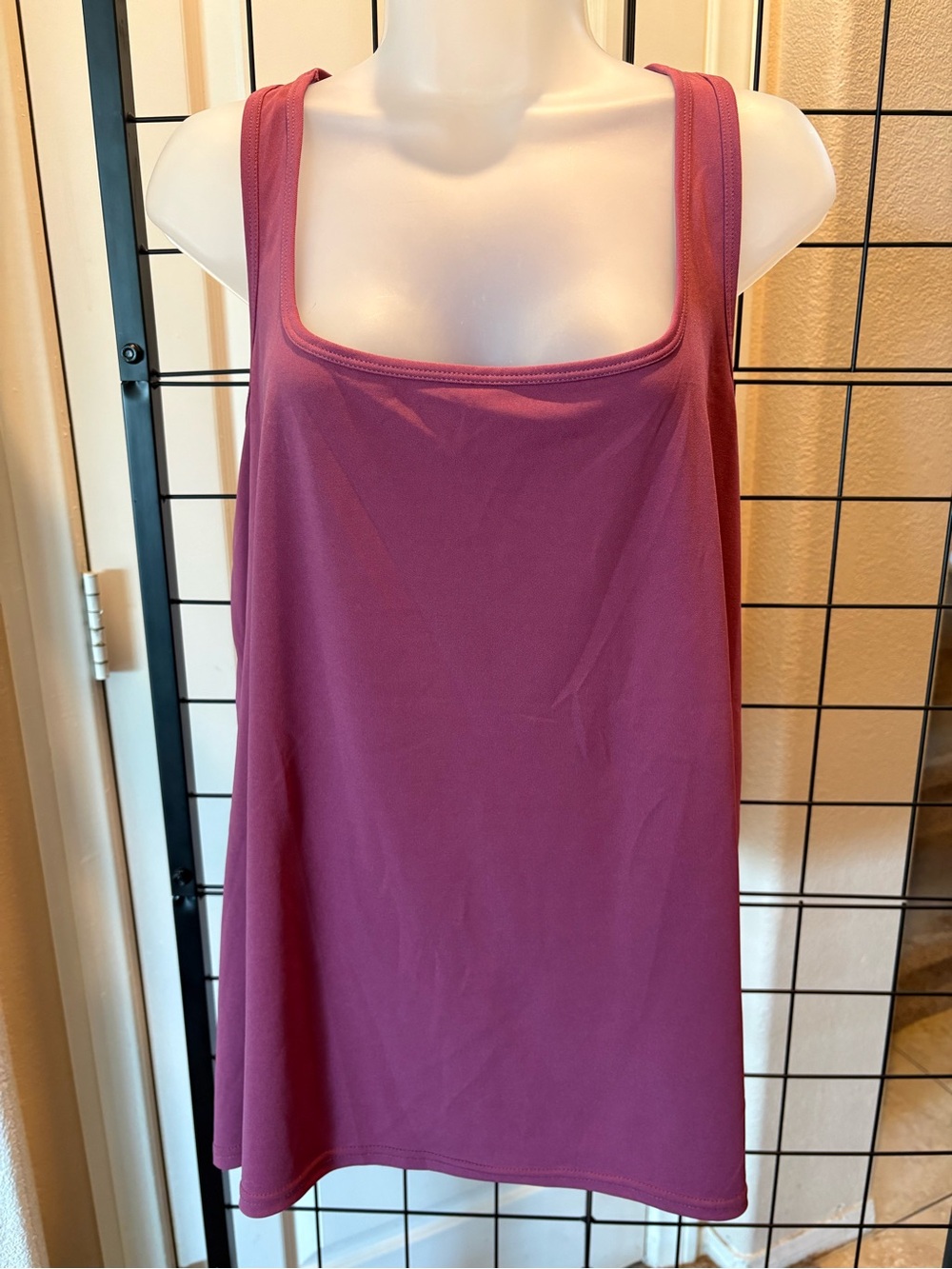 Sleeveless Square Neck Tank Top - Dusty Rose